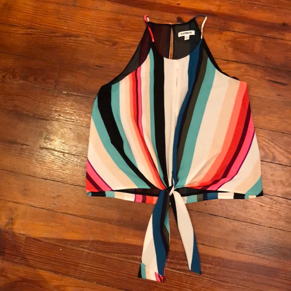 Fun Striped Sleeveless Blouse